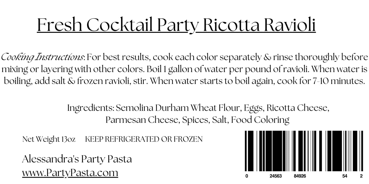 Fresh Cocktail Party Ricotta Ravioli