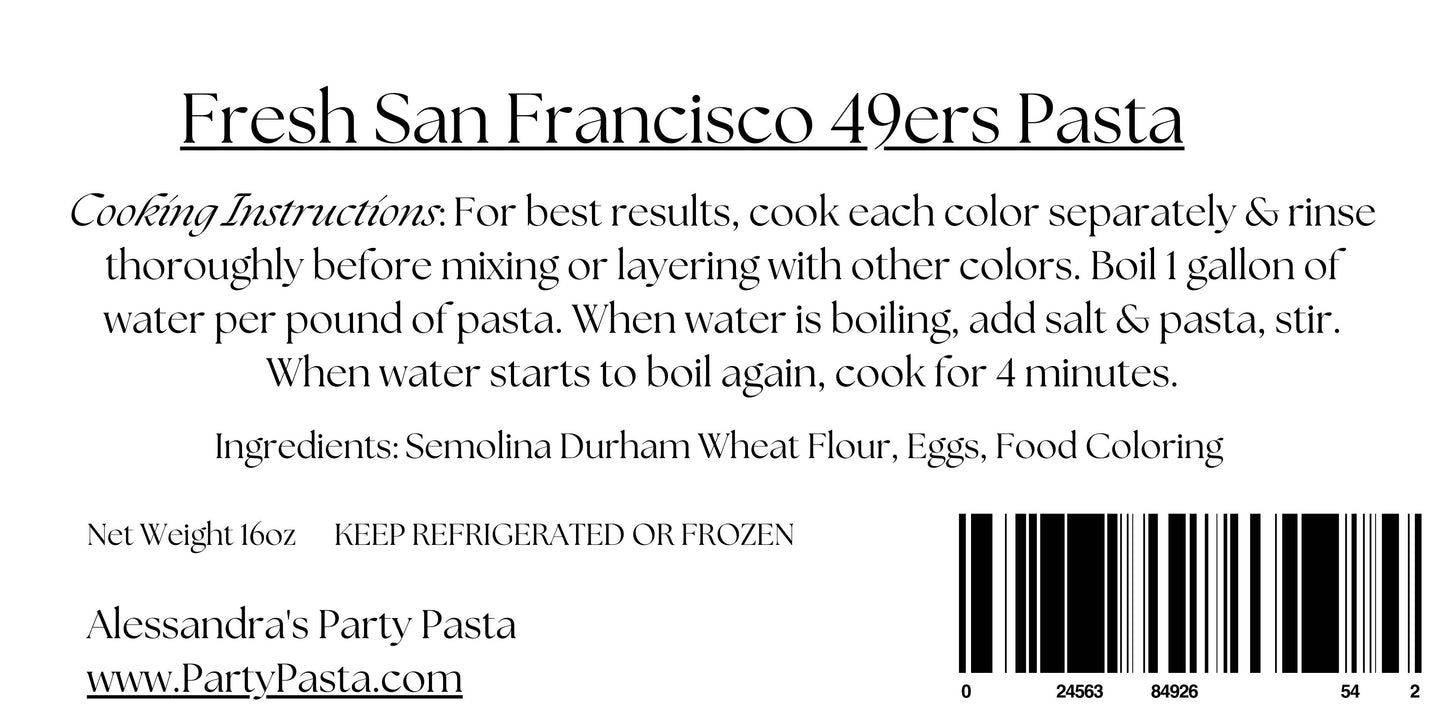 Fresh San Francisco 49ers Pasta